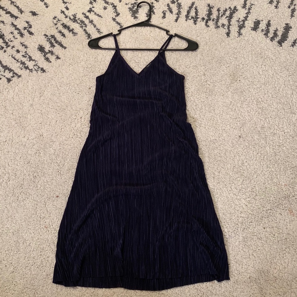Navy textured slip dress